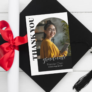 Modernes Black Arch Foto Graduate Danke Karte