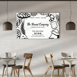 Modernes Black Bakery Doodles Border Business Even Banner