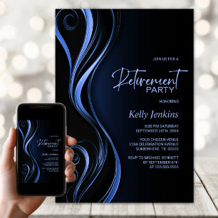 Modernes Black Blue Retirement Party Einladung