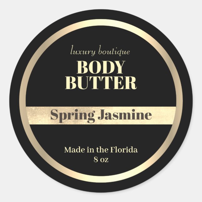 Modernes Black Body Butter Wellness-Center Salon P Runder Aufkleber (Vorderseite)