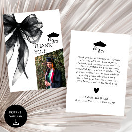 Modernes Black Bow Abschluss Foto Dankeskarte