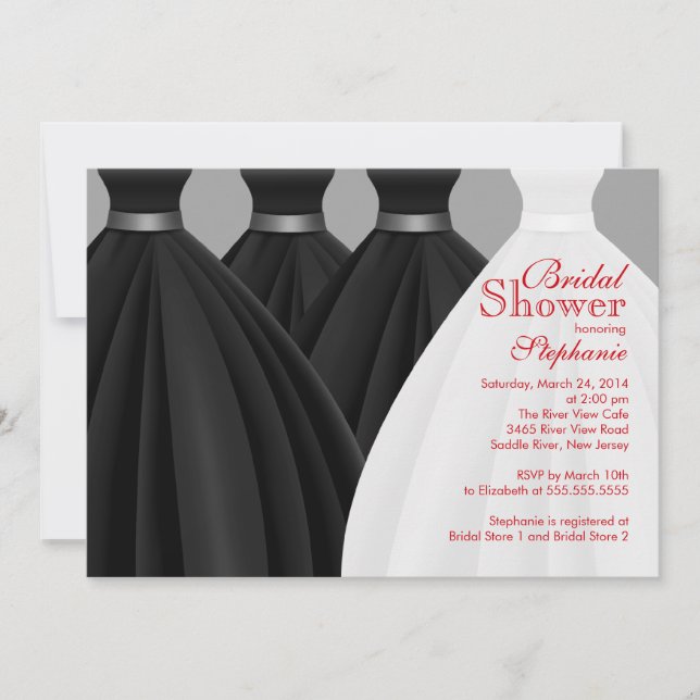 Modernes Black Bridesmaids Bridge Dress Brautparty Einladung (Vorderseite)