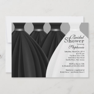 Modernes Black Bridesmaier Bride Dress Brautparty Einladung
