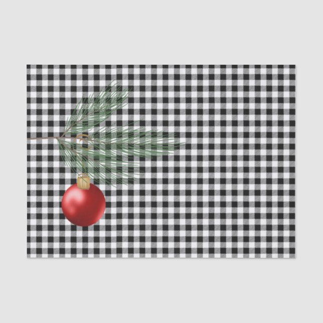 Modernes Black Buffalo Kariertes Rotes Ornament Seidenpapier (Vorderseite)