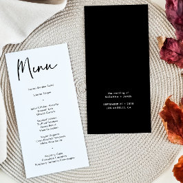 Modernes Black Calligraphy Wedding Dinner Menu Menükarte