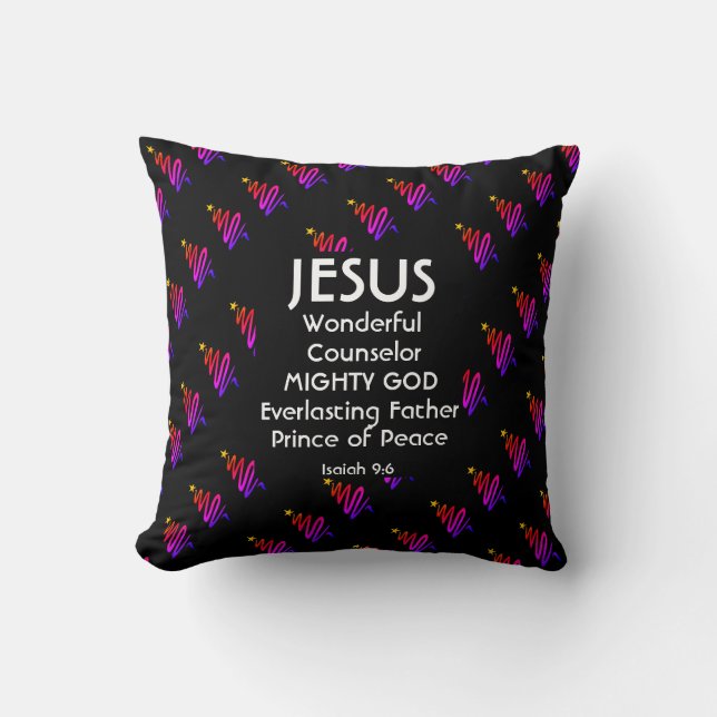 Modernes BLACK Christlich Isaiah 9:6 JESUS Kissen (Vorderseite)