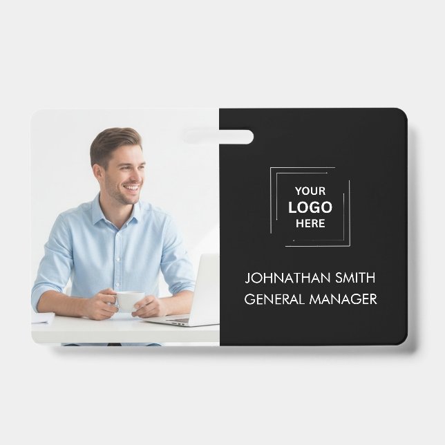 Modernes Black Custom Employee Foto Id Ausweis (Vorderseite)