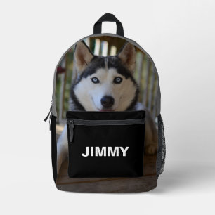 Modernes Black Dog Foto Minimalistisch Bedruckter Rucksack