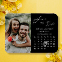 Modernes Black Elegant Script-Foto Save the Date