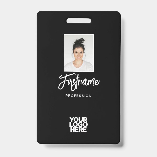 Modernes Black Employee Foto, Logo, Name Ausweis (Front)