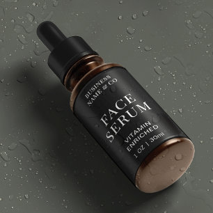 Modernes Black Face Serum 1 OZ Flasche Wasserdicht Etiketten