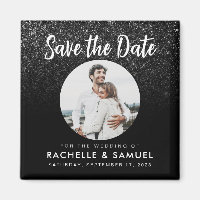 Modernes Black Glitzer Chic Foto Save the Date