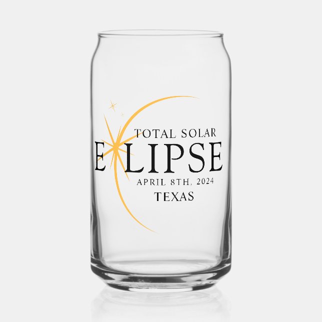 Modernes Black & Gold 2024 Texas Total Solar Eclip Dosenglas (Vorderseite)