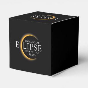 Modernes Black & Gold 2024 Texas Total Solar Eclip Geschenkschachtel
