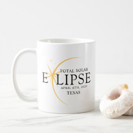 Modernes Black & Gold 2024 Texas Total Solar Eclip Kaffeetasse