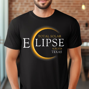 Modernes Black & Gold 2024 Texas Total Solar Eclip T-Shirt