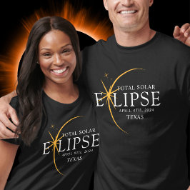 Modernes Black & Gold 2024 Texas Total Solar Eclip T-Shirt