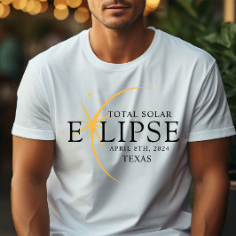 Modernes Black & Gold 2024 Texas Total Solar Eclip T-Shirt