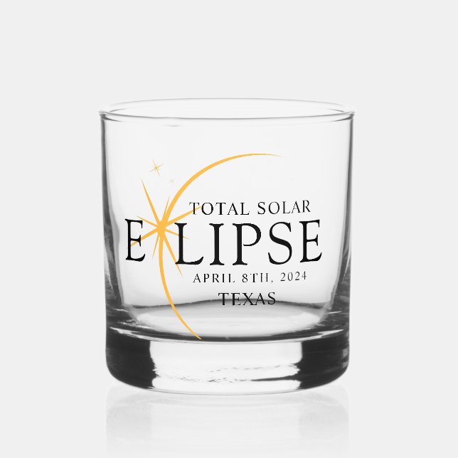 Modernes Black & Gold 2024 Texas Total Solar Eclip Whiskyglas (Vorderseite)