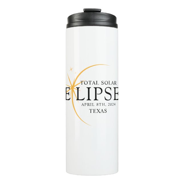 Modernes Black & Gold 2024 Texas Total Solar Thermosbecher (Vorderseite)