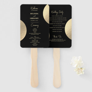 Modernes Black & Gold Abstrakt Wedding Programm Fächer