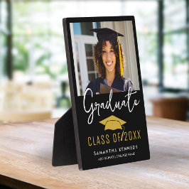 Modernes Black & Gold Class-Foto 2025 Grad Cap Fotoplatte