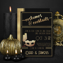 Modernes Black Gold Elegantes Erwachsenes Hallowee