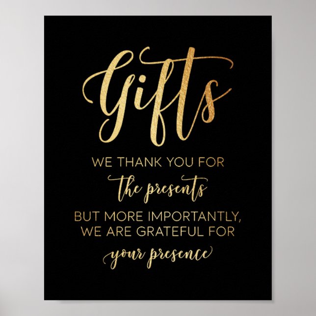 Modernes Black & Gold Foil-Hochzeitszeichen Poster (Vorne)