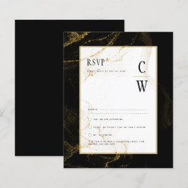 Modernes Black Gold Glitzer Wedding RSVP
