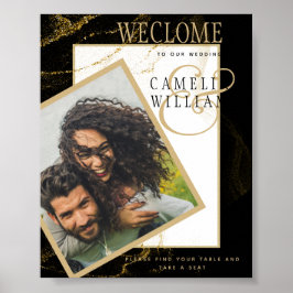 Modernes Black Gold Glitzer Wedding WELCOME SIGN Poster