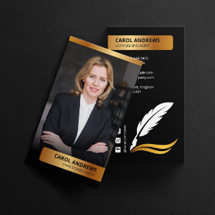 Modernes Black Gold Loan Signing Agent Notary Publ Visitenkarte