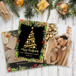 Modernes Black Gold Magical Christmas Tree 2 Foto Feiertagskarte<br><div class="desc">Modern Black Gold Magical Christmas Tree 2 Foto Urlaubskarte</div>