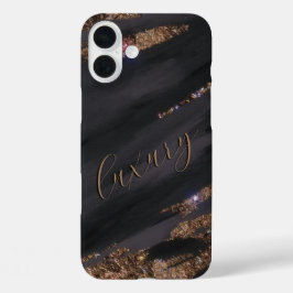 Modernes Black Gold Mit Monogramm Case - Mate iPho