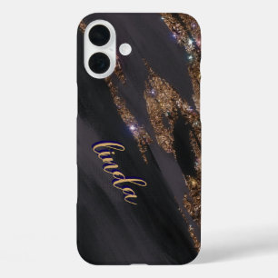 Modernes Black Gold Mit Monogramm Case - Mate iPho