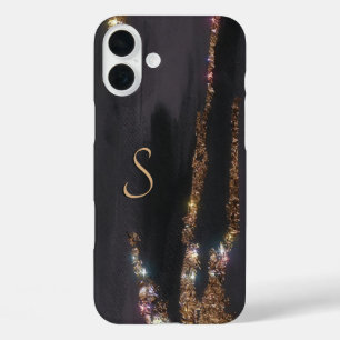 Modernes Black Gold Mit Monogramm Case - Mate iPho