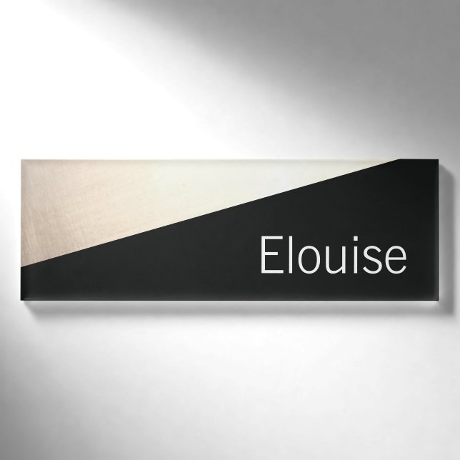 Modernes Black Gold Mitarbeiter Name Tag Abzeichen Namenschild (Vorderseite)