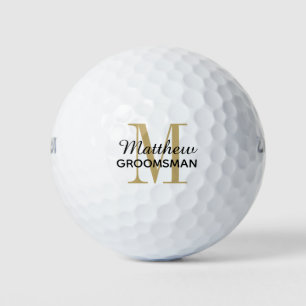 Modernes Black Gold Monogram Trauzeuge-Geschenk Golfball