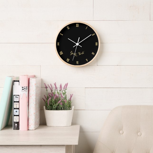 Modernes Black Gold Monogram Zuhause Office Decode Uhr (Lesesaal)