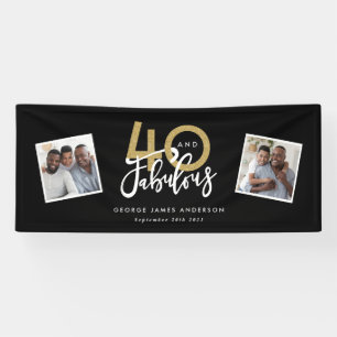 Modernes Black & Gold Multi Foto 40 und fabelhaft Banner