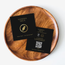 Modernes Black & Gold Notary Pen QR Logo Elegant