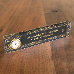 Modernes Black Gold Office Beruflich personalisier Namensplakette