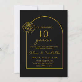 Modernes Black & Gold Party zum 10. Jahrestag der  Einladung