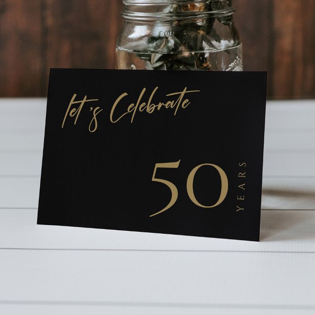 Modernes Black & Gold: Personalisiert 50 Jahre alt Einladung (Modern Black & Gold: Personalized 50th Anniversary Invitation)