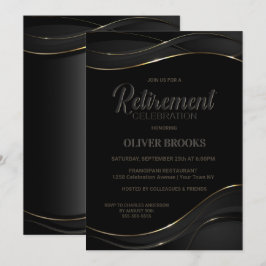 Modernes Black Gold Rentirement Celebration Einladung