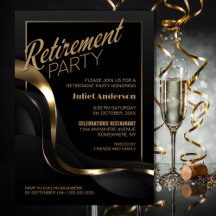 Modernes Black Gold Retirement Party