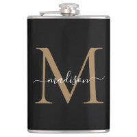 Modernes Black Gold Stilftiges Monogram Girly Scri