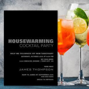 Modernes Black Gray Housewarming Cocktail Party Einladung