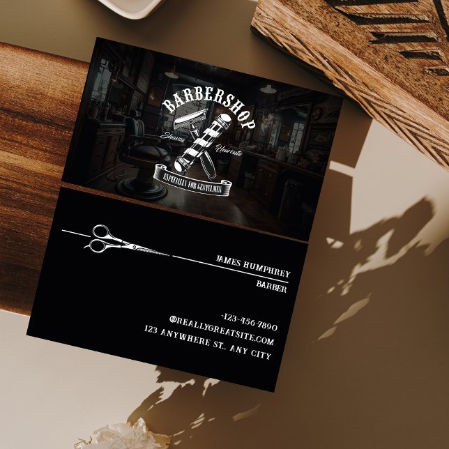 Modernes Black Hair Stylist Barbershop Visitenkarte (Von Creator hochgeladen)