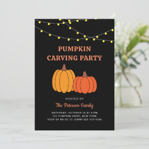Modernes Black Halloween Pumpkin Carving Party Einladung