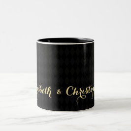 Modernes Black Harlequin Elegantes Imitat Zweifarbige Tasse